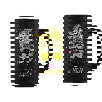 Womens Sister Life Messy Hair Bun Sunflower Women Mothers Day Coffee Mug - Thegiftio
