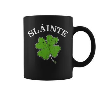 Womens Slainte With Green Shamrock Clover For St Patricks Day Coffee Mug | Mazezy