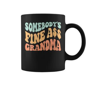 Womens Somebodys Fine Ass Grandma Retro Wavy Groovy Vintage Coffee Mug | Mazezy