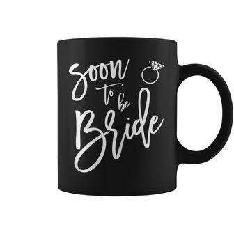 Womens Soon To Be Bride With Ring Graphics Navy Blue Coffee Mug - Seseable