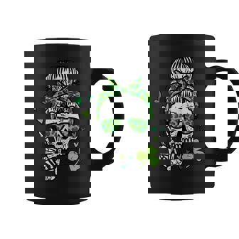 Womens St Patricks Day Skull Messy Bun Saint Pattys Paddys Women Coffee Mug | Mazezy