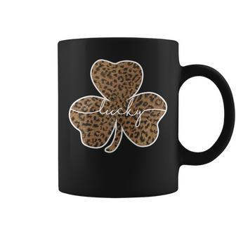 Womens St Pattys Day Cute Gift For Her Teen Girls Leopard Shamrock Coffee Mug | Mazezy