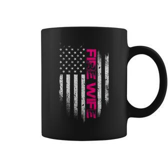 Womens Us Flag I Fire Wife I Firefighter Woman Coffee Mug - Seseable