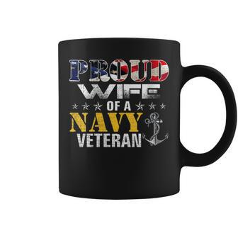 Womens Vintage Proud Wife Of A Navy For Veteran Gift Coffee Mug - Seseable