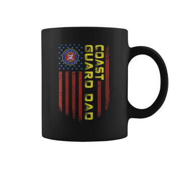 Womens Vintage Usa American Flag Proud Us Coast Guard Veteran Dad Coffee Mug - Seseable