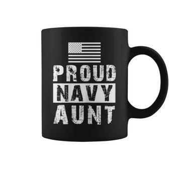 Womens Womens Proud Navy Aunt Family Military Appreciation Graphic Coffee Mug - Seseable