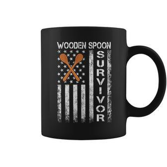 Wooden Spoon Survivor - Humor Expression Funny Us Flag Coffee Mug | Mazezy