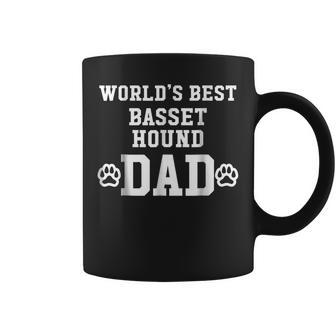 Worlds Best Basset Hound Dad Dog Lover Pawprint Coffee Mug | Mazezy