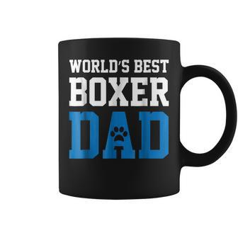 Worlds Best Boxer Dad Dog Owner Lover Paw Pet Blue Coffee Mug | Mazezy