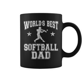 Worlds Best Softball Dad Baseball Fathers Day Coffee Mug | Mazezy