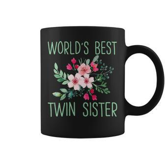 Worlds Best Twin Sister Floral Bouquet Sister Gift Coffee Mug | Mazezy