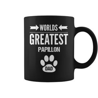Worlds Greatest Papillon Dad Paw Print Father Gift Pet Owner Gift For Mens Coffee Mug | Mazezy