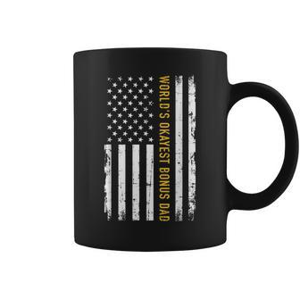 Worlds Okayest Bonus Dad Us American Vintage Flag Coffee Mug - Seseable