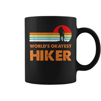 Worlds Okayest Hiker Vintage Retro Hiking Camping Gift Men Coffee Mug - Seseable