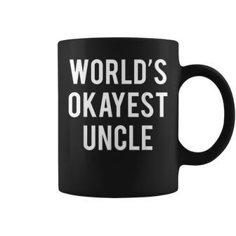 Worlds Okayest Uncle Funny Uncle Coffee Mug | Mazezy CA