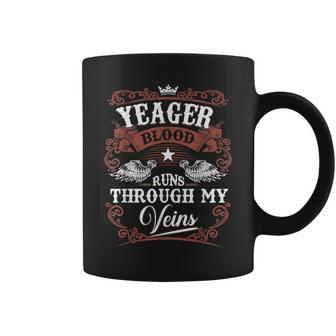 Yeager Blood Runs Through My Veins Family Name Vintage Coffee Mug - Thegiftio UK