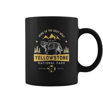 Yellowstone Home Of The Grey Wolf National Park Wolf Vintage Men Women Coffee Mug - Thegiftio UK