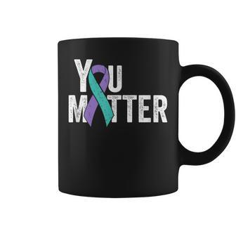 You Matter - Suicide Prevention Teal Purple Awareness Ribbon Coffee Mug | Mazezy