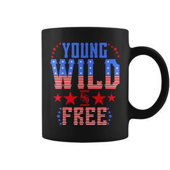 Young Wild & Free Funny Memorial Day Patriotic Mom Girl Boy Coffee Mug | Mazezy