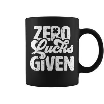 Zero Lucks Given Funny Irish St Patricks Day Coffee Mug | Mazezy