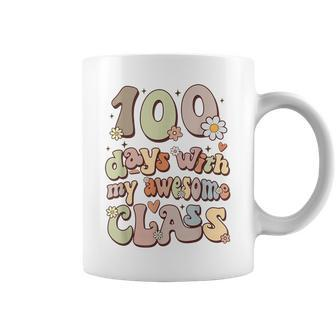 100 Days With My Awesome Class Retro Teacher Women Girls Coffee Mug - Seseable