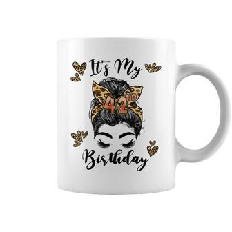 42 Years Old Girl 42Nd Birthday Messy Bun Happy Birthday 42 Coffee Mug - Thegiftio UK