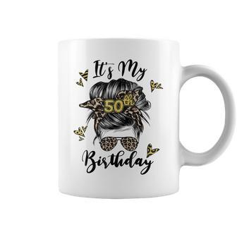 50Th Birthday Decorations Girl Messy Bun 50 Years Old Bday Coffee Mug | Mazezy CA