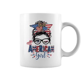 All American Girl Patriotic Happy 4Th Of July Messy Bun Coffee Mug - Thegiftio UK