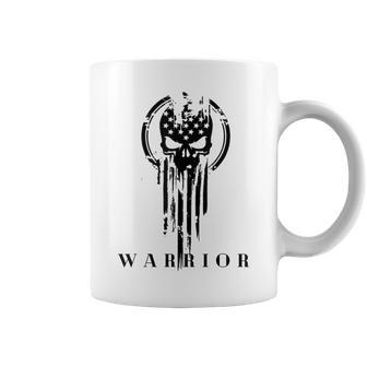 American Warrior Flag Skull Military For Men Women Coffee Mug | Mazezy