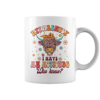 Apparently I Have An Attitude Funny Cow Lover Sarcasm Groovy Coffee Mug | Mazezy