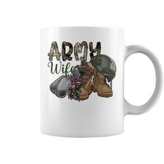 Army Wife Western Cowhide Army Boots Wife Gift Veterans Day Coffee Mug - Seseable