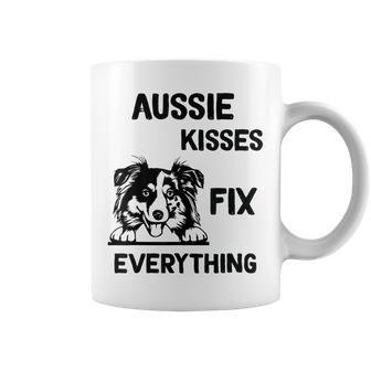 Aussie Kisses Fix Everything Dad Australian Shepherd Coffee Mug | Mazezy AU