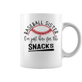 Baseball Sister Im Just Here For The Snacks Retro Baseball Coffee Mug | Mazezy