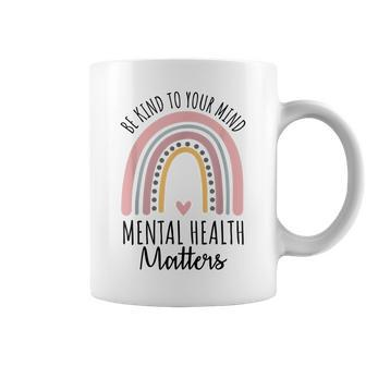 Be Kind Mental Health Matters Polka Dot Rainbow Awareness Coffee Mug | Mazezy