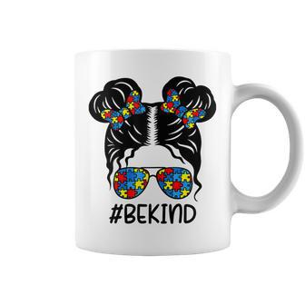 Be Kind Messy Bun Girls Kids Autism Awareness Kindness Month  Coffee Mug