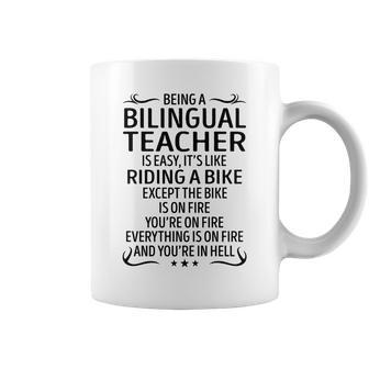 Being A Bilingual Teacher Like Riding A Bike Coffee Mug - Seseable