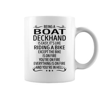 Being A Boat Deckhand Like Riding A Bike Coffee Mug - Seseable