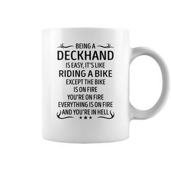 Being A Deckhand Like Riding A Bike Coffee Mug - Seseable