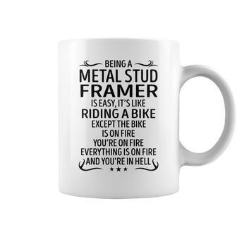 Being A Metal Stud Framer Like Riding A Bike Coffee Mug - Seseable