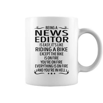 Being A News Editor Like Riding A Bike Coffee Mug - Seseable