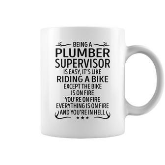 Being A Plumber Supervisor Like Riding A Bike Coffee Mug - Seseable