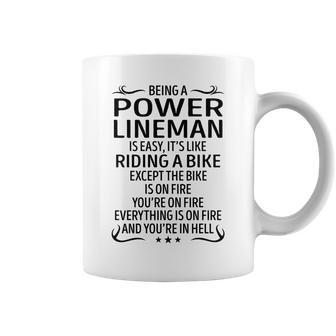 Being A Power Lineman Like Riding A Bike Coffee Mug - Seseable