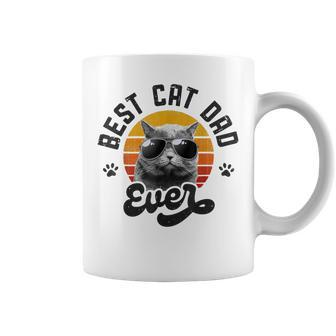Best Cat Dad Ever Funny Daddy Fathers Day Retro Vintage Men Coffee Mug - Seseable