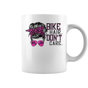 Bike Hair Dont Care Messy Bun Girl Biker Messy Bun Mom  Coffee Mug