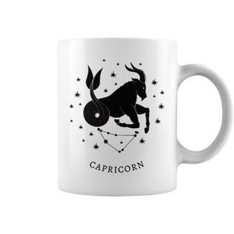 Black Capricorn Zodiac Sign Coffee Mug | Mazezy