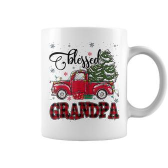 Blessed Grandpa Plaid Red Truck Tree Lights Christmas Pajama Coffee Mug | Mazezy