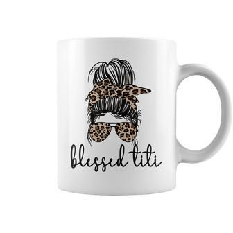 Blessed Titi Aunt Messy Bun Titi Auntie Mothers Day Coffee Mug - Thegiftio UK