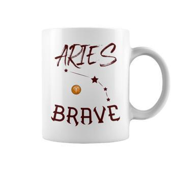 Brave Typography Zodiac Sign Aries Coffee Mug | Mazezy
