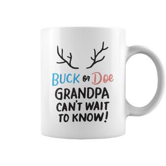 Buck Or Doe Grandpa Cant Wait To Know Gender Reveal Party Gift For Mens Coffee Mug | Mazezy