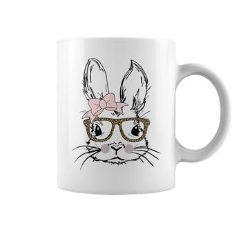 Bunny Face Leopard Glasses Headband Happy Easter Day Coffee Mug | Mazezy